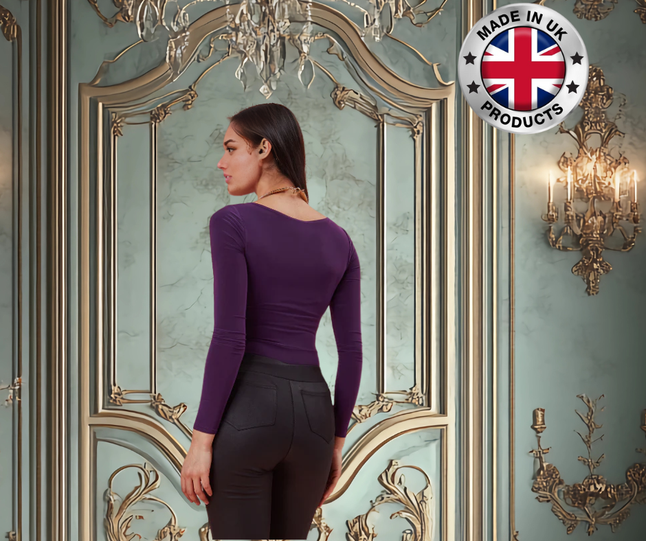 Goddiva Long Sleeve Wrap Bodysuit – Plunge V-Neck Soft Touch | Made in UK
