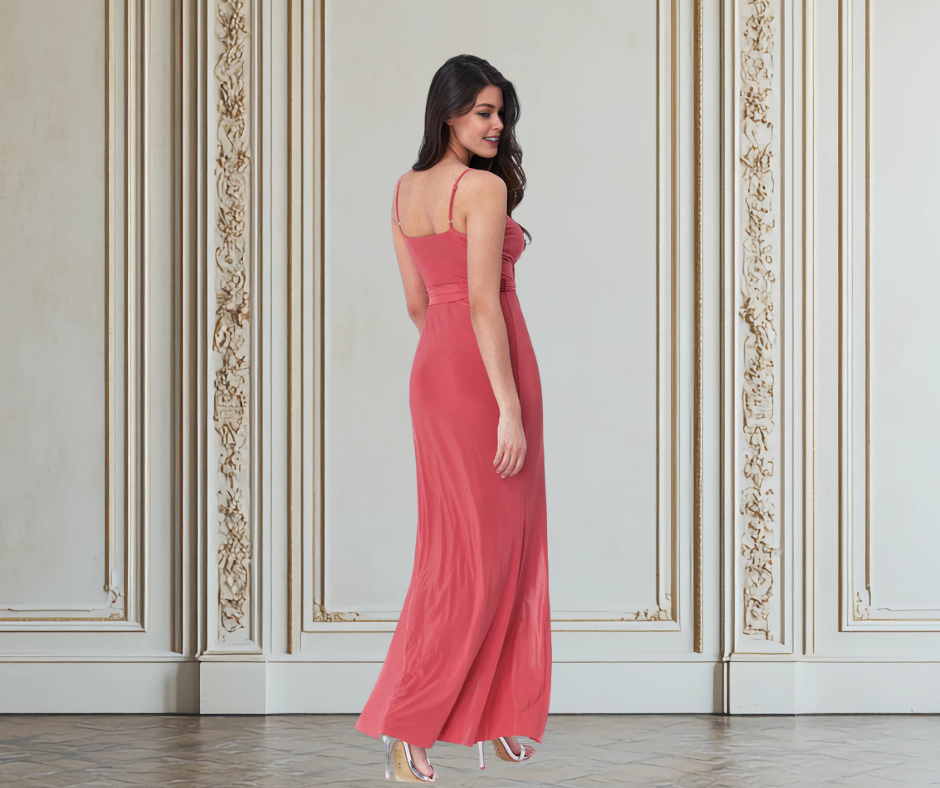 City Goddess Wrap Front Maxi Dress – Elegant Pleated Evening Gown with Split | UK Size 8